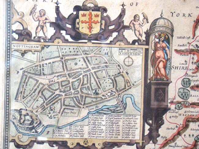 A beautiful hand colored Map of Nottingham by John Speed circa 1610 — image 5